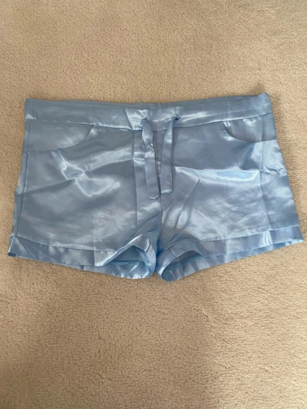 Blue Satin Lounge Shorts